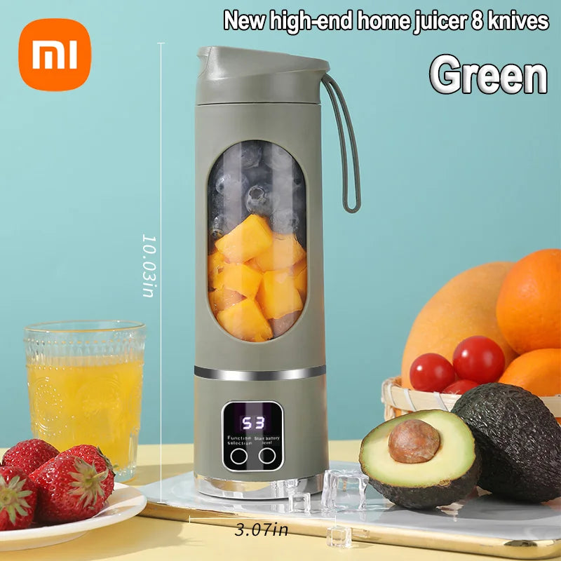 Mélangeur Multifonctionnel Portable avec Affichage LED, Tasse Extérieure 1500 ml, 12 Lames et Double Couvercle Durable