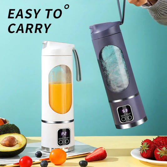Mélangeur Multifonctionnel Portable avec Affichage LED, Tasse Extérieure 1500 ml, 12 Lames et Double Couvercle Durable