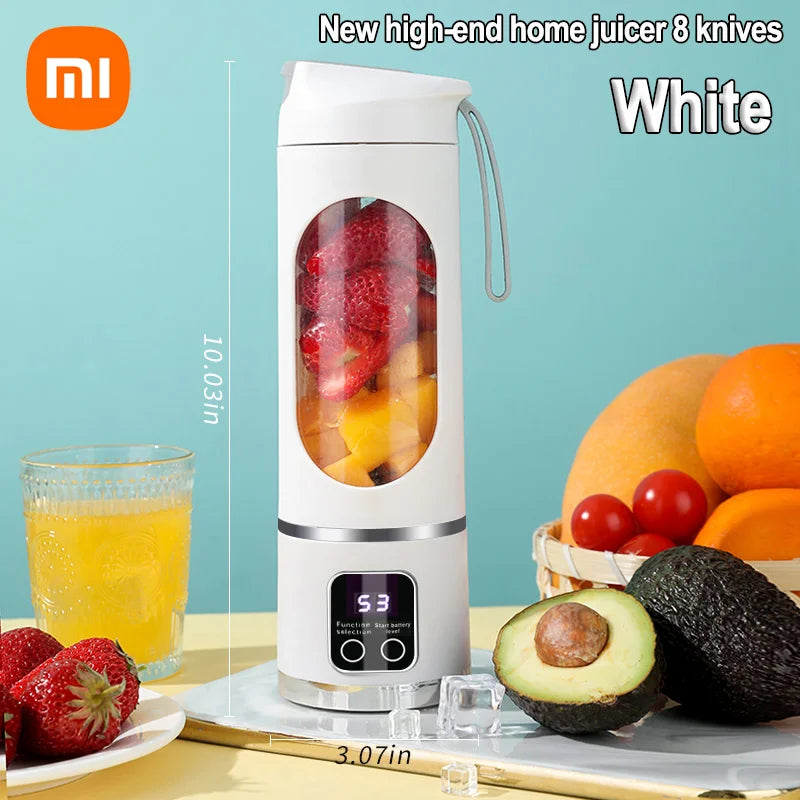 Mélangeur Multifonctionnel Portable avec Affichage LED, Tasse Extérieure 1500 ml, 12 Lames et Double Couvercle Durable